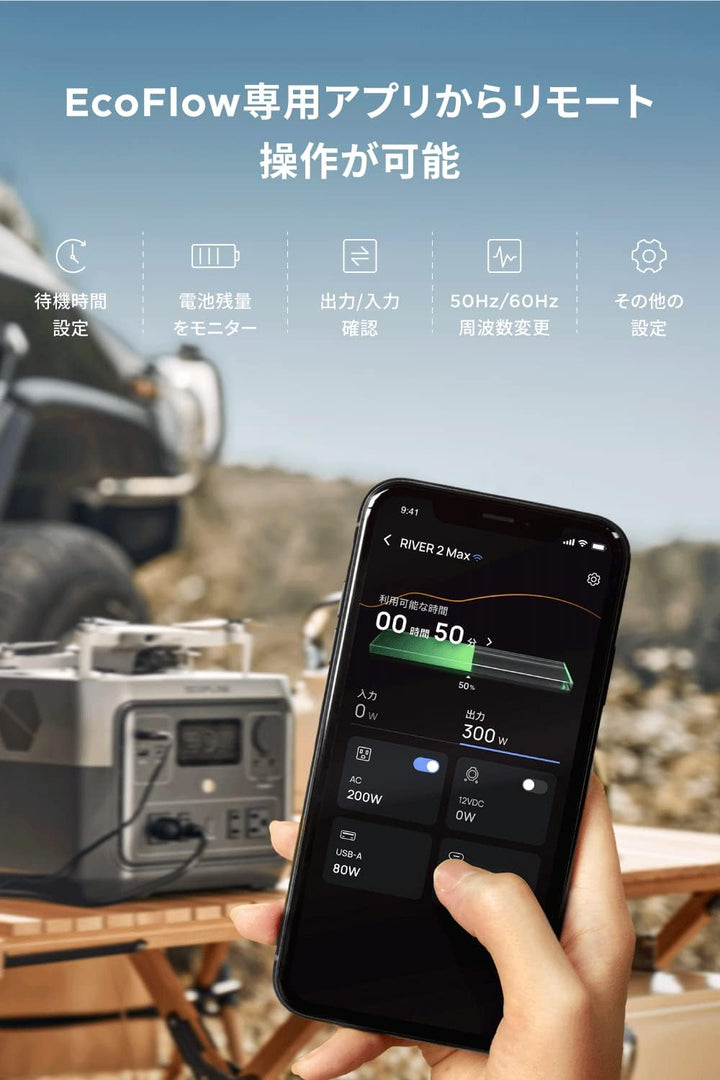 月額5,980円レンタルプラン:EcoFlow ポータブル電源 RIVER 2 Max 最先端 高性能 リモート操作可能 ブラック