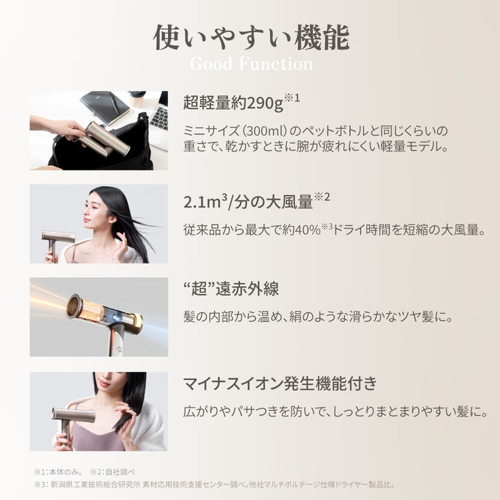 月額4,980円レンタルプラン:KINUJO Hair Dryer Voyage ドライヤー ヘアケア HW001 ゴールド