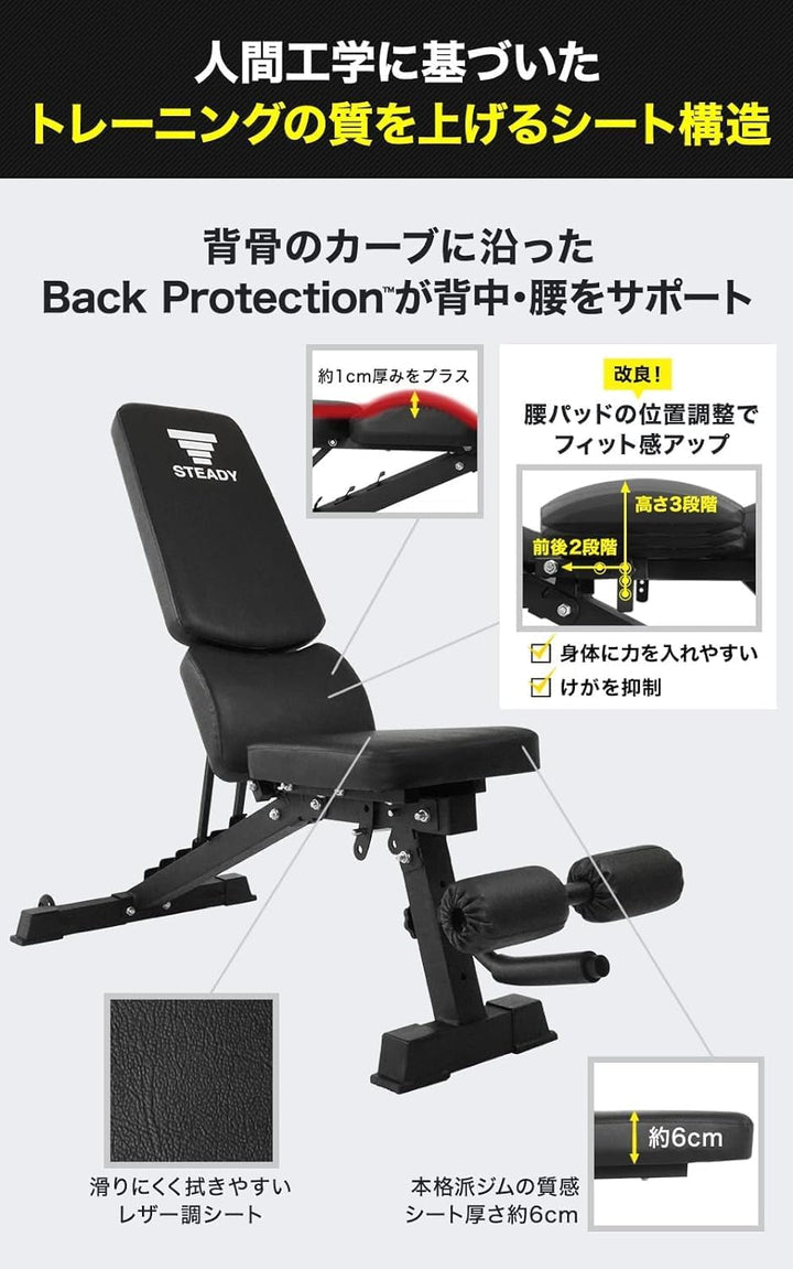月額1,980円レンタルプラン:STEADY トレーニングベンチ ST123 アドバイスモデル ブラック