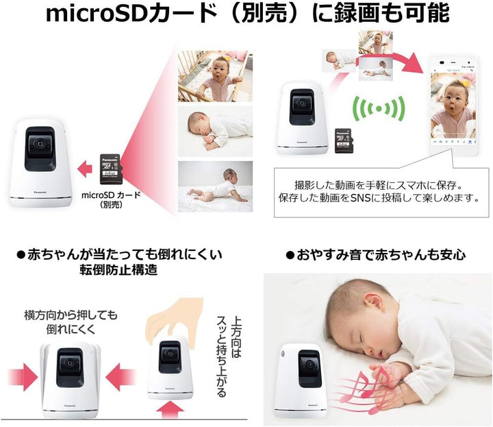 月額2,980円レンタルプラン:パナソニック ベビーカメラ スマ@ホーム KX-HBC200-W ホワイト