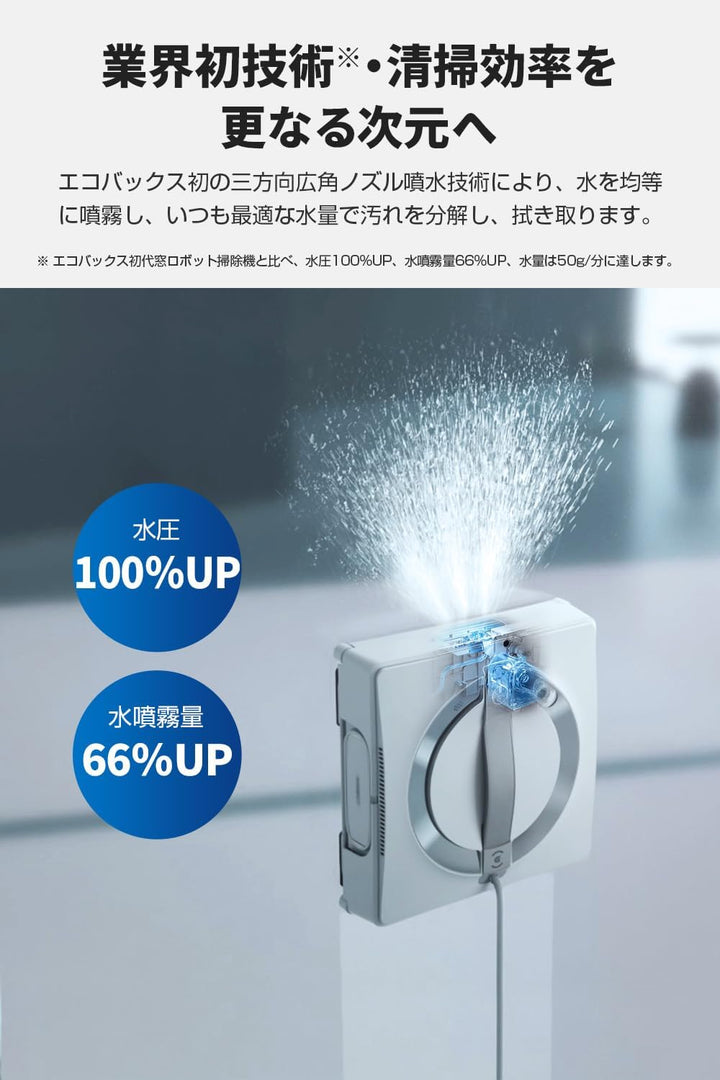 月額8,800円レンタルプラン:ECOVACS WINBOT W2 窓掃除 クリーン 窓清掃 自動掃除 電動 WG831-11 ホワイト