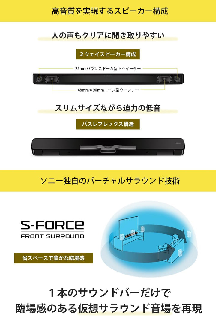 月額2,080円レンタルプラン:ソニー(SONY) サウンドバー HT-S100F チャコールブラック