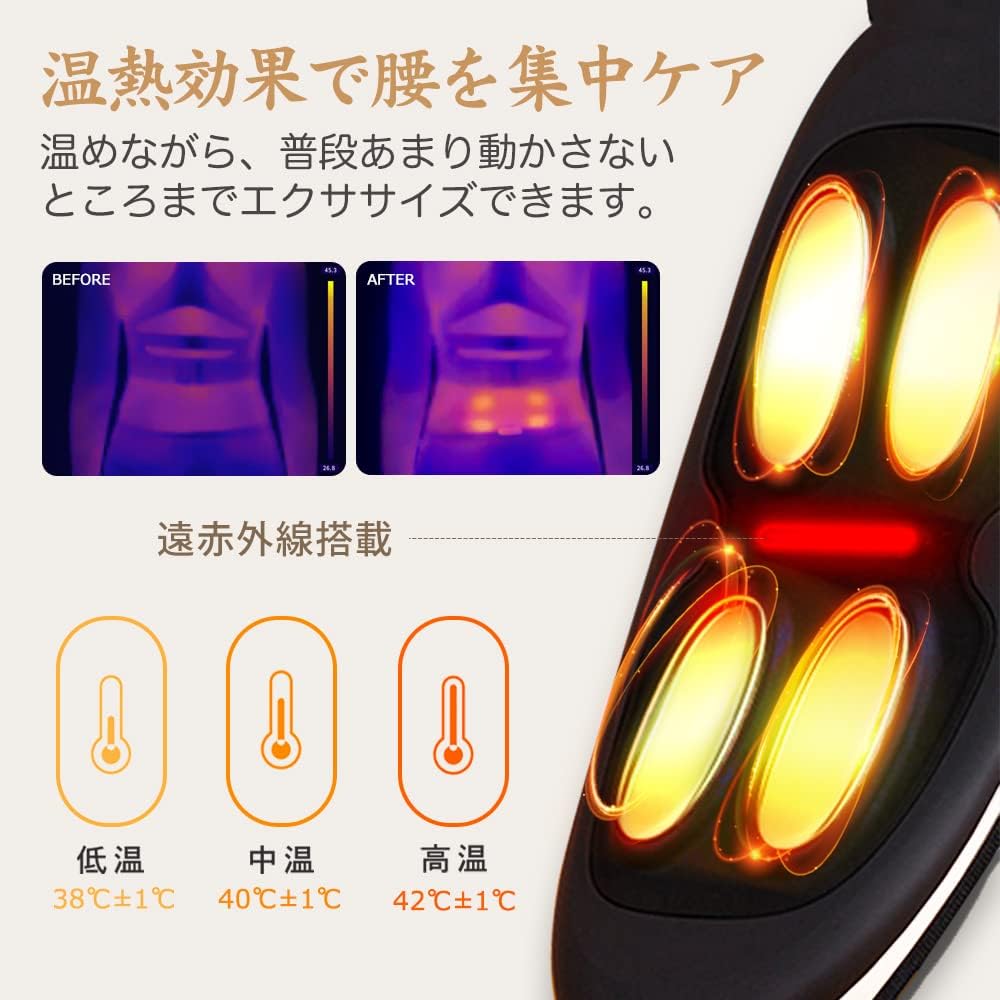 月額2,880円レンタルプラン:NIPLUX WAISTUPLUS EMS 腰ケア 腰リフレッシュ  腰温熱 温熱機 NP-WP20W ホワイト