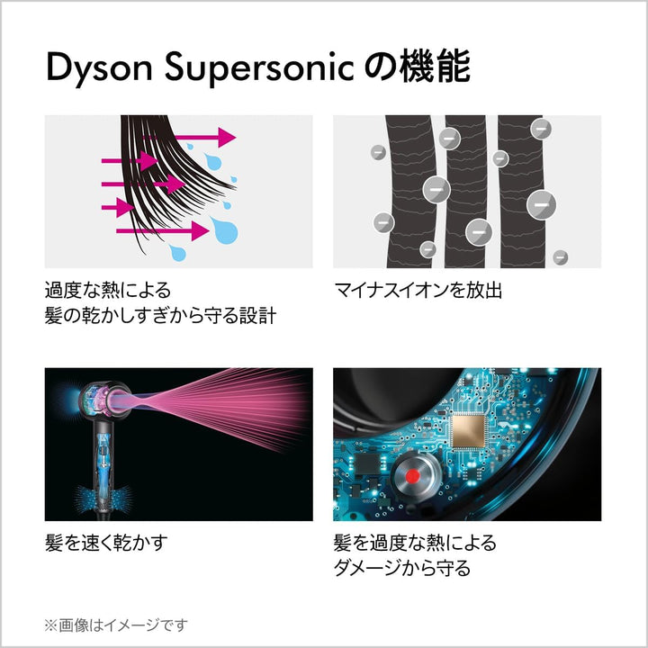 月額6,380円レンタルプラン:Dyson Supersonic™ヘアドライヤー 熱ダメージ防ぎ 3段階の風速調整 4段階の風温調整 HD08 ULF BBN ENT ブラック