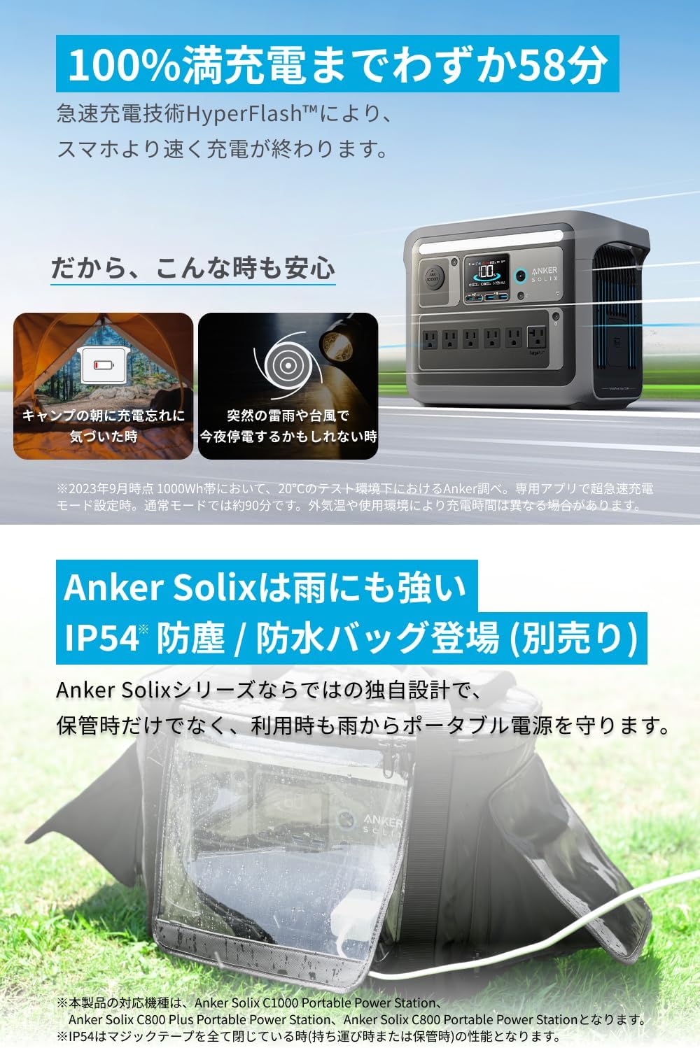 月額18,800円レンタルプラン:Anker Solix C1000 Portable Power Station & Solix PS100 Compact Portable Solar Panel 2点セット 100Wソーラーパネル 超高速充電 コンパクト 防災 B17615Z7 ダークグレー
