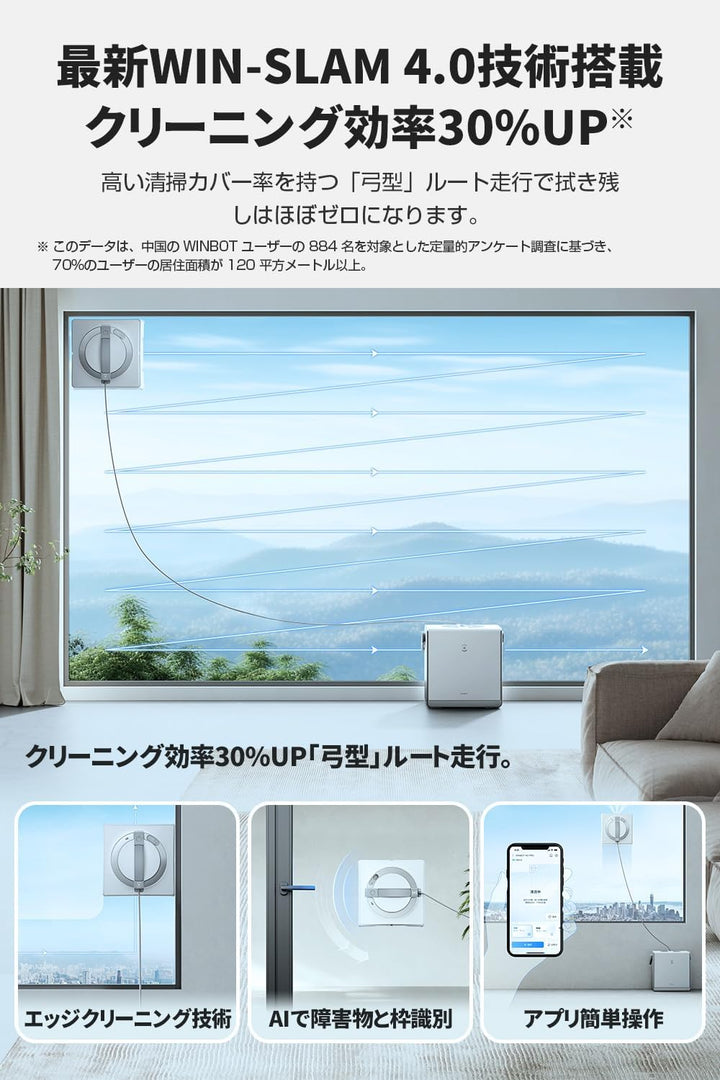 月額8,800円レンタルプラン:ECOVACS WINBOT W2 窓掃除 クリーン 窓清掃 自動掃除 電動 WG831-11 ホワイト