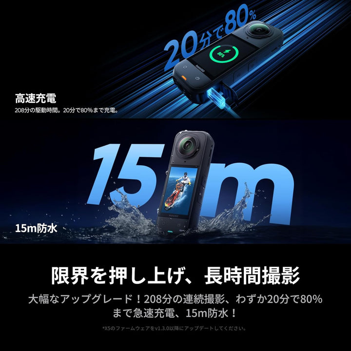 月額13,800円レンタルプラン:Insta360 X5 通常版 360度アクションカメラ CINSAAHA-X510 ブラック