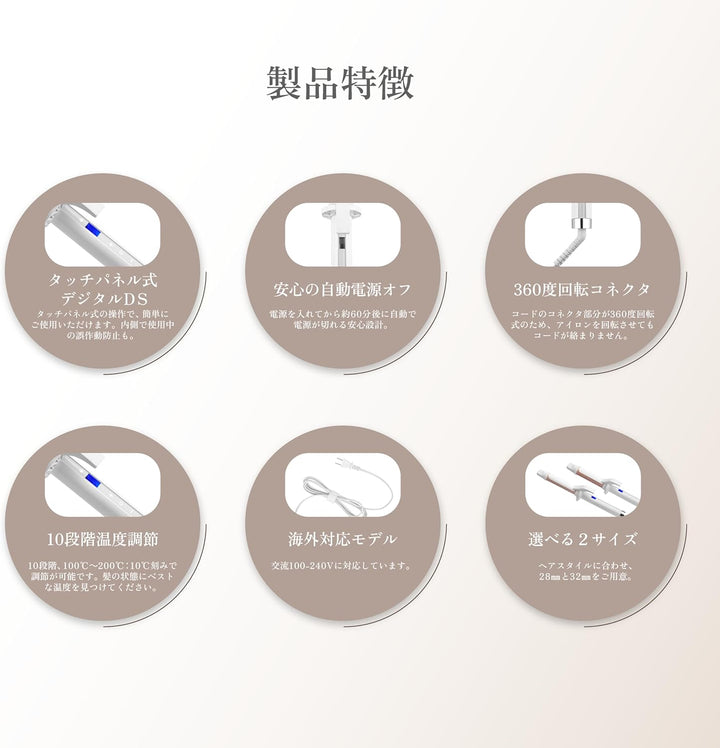 月額2,980円レンタルプラン:KINUJO CURL IRON カールアイロン KC028 ホワイト