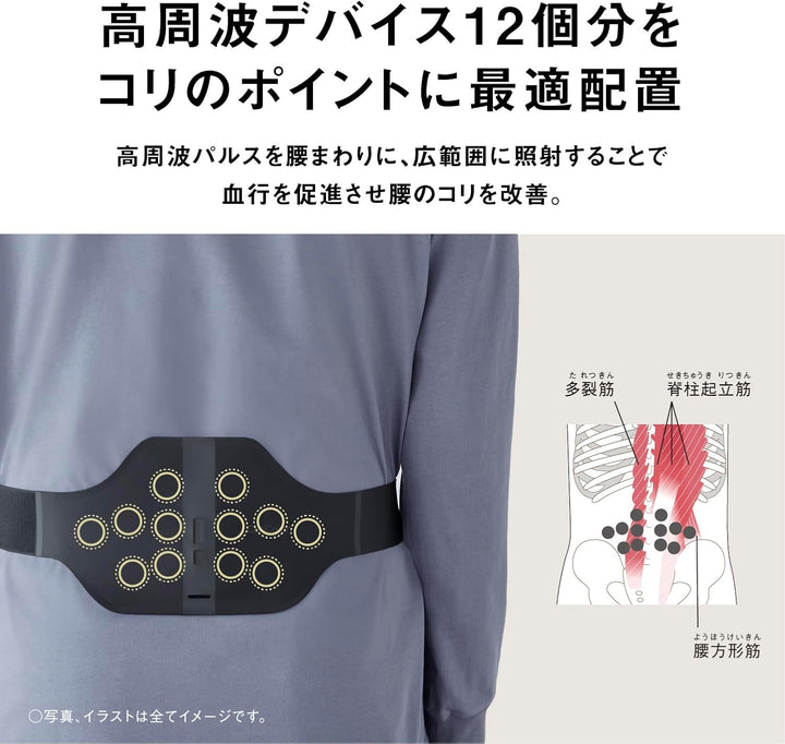 月額2,980円レンタルプラン:パナソニック 高周波治療器 コリコランワイド(腰アタッチメント付属) EW-RA550W-K ブラック
