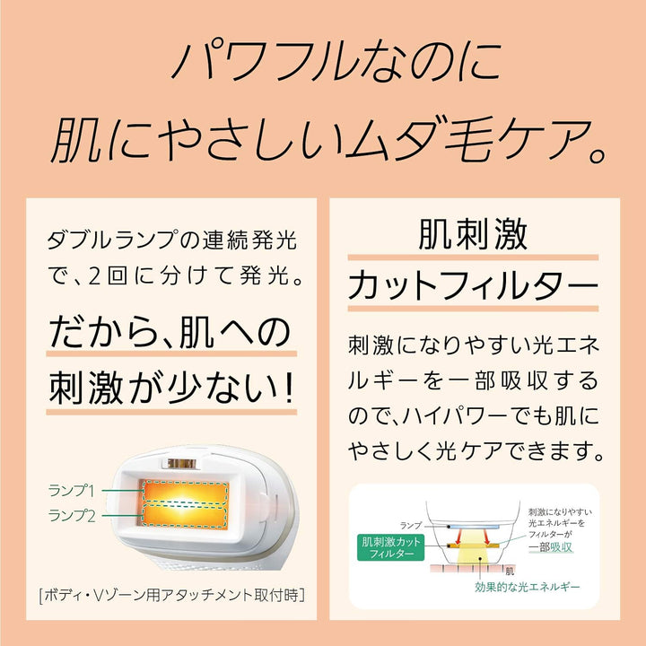 月額6,980円レンタルプラン:パナソニック 光美容器 光エステ ボディ&フェイス用 ベーシックES-WP87-N ゴールド調