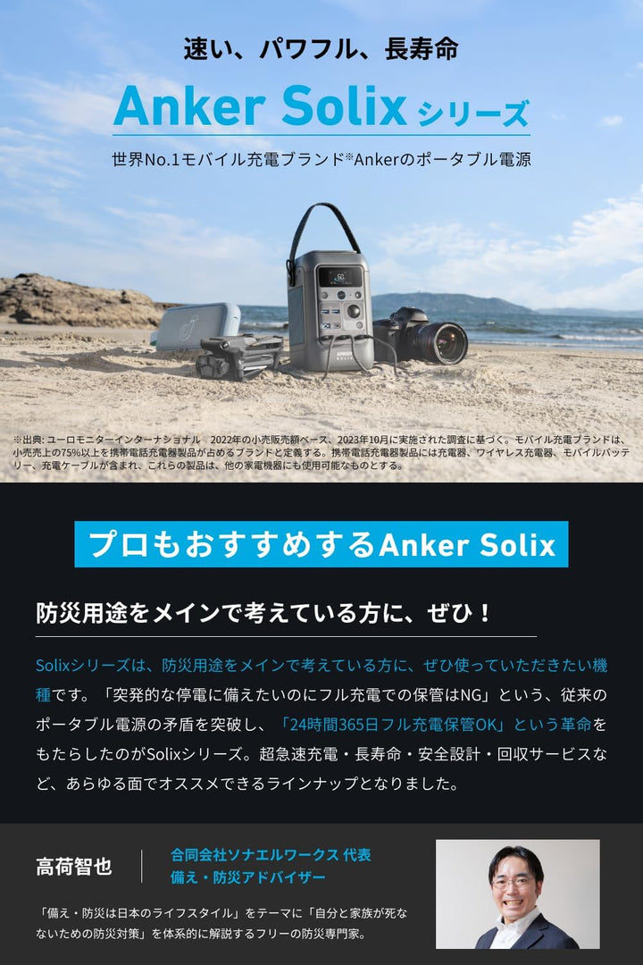 月額3,880円レンタルプラン:Anker Solix C300 DC Portable Power Station 7ポート LEDライト&豊富な充電方法 最軽量モデル スマホで遠隔操作 防災 A17265Z1 ダークグレー