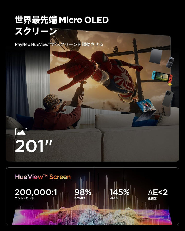 月額6,880円レンタルプラン:RayNeo Air 3s AR/XRグラス XRGF35-01 ブラック