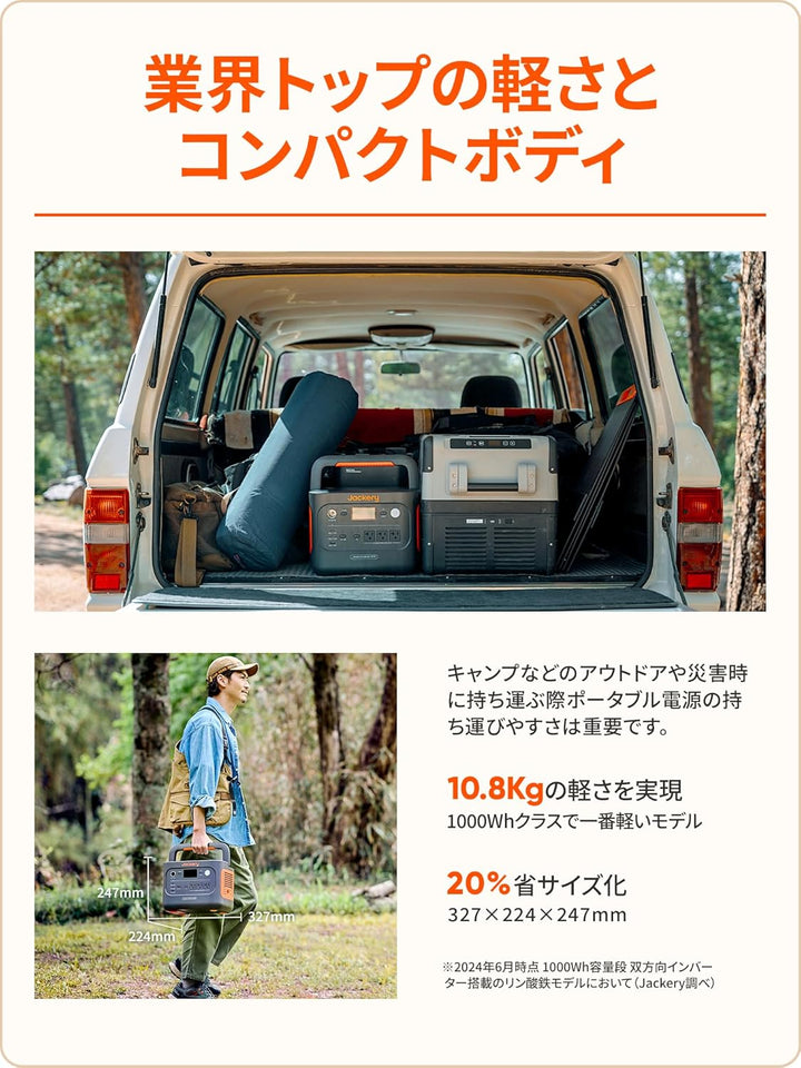 月額16,800円レンタルプラン:Jackery ポータブル電源 1000 New 高速充電 停電対応 業界トップの安全性 静音性 JE-1000D ブラック
