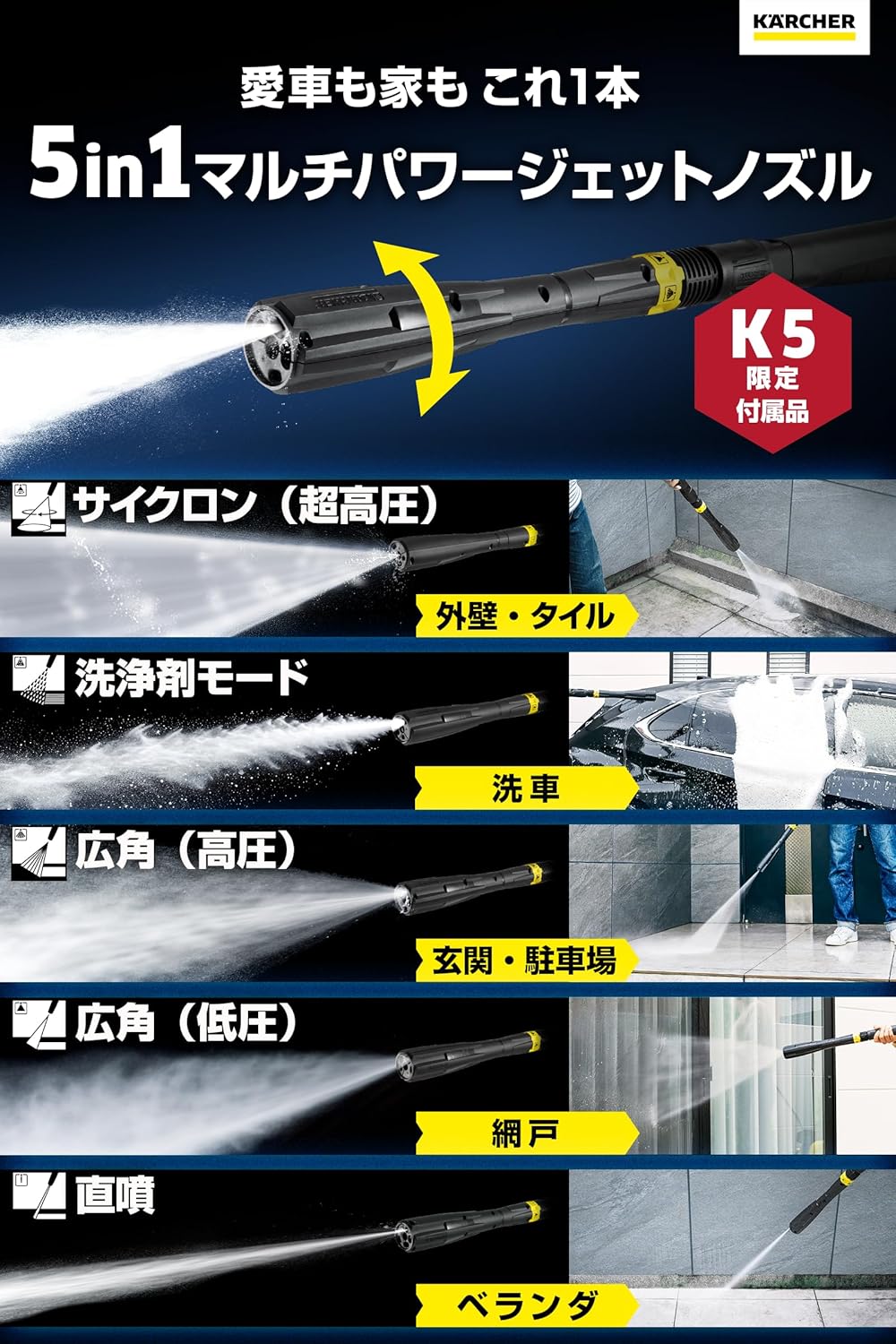 月額12,800円レンタルプラン:ケルヒャー 高圧洗浄機 K 5 プレミアム サイレント 1.603-540.0 イエロー