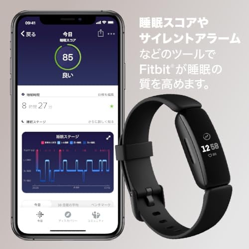 月額1,680円レンタルプラン：Fitbit Inspire2 フィットネストラッカー スマートウォッチ 健康管理 サイレントアラーム 長持ち(10日) FB418BKWT-FRCJK ルナホワイト