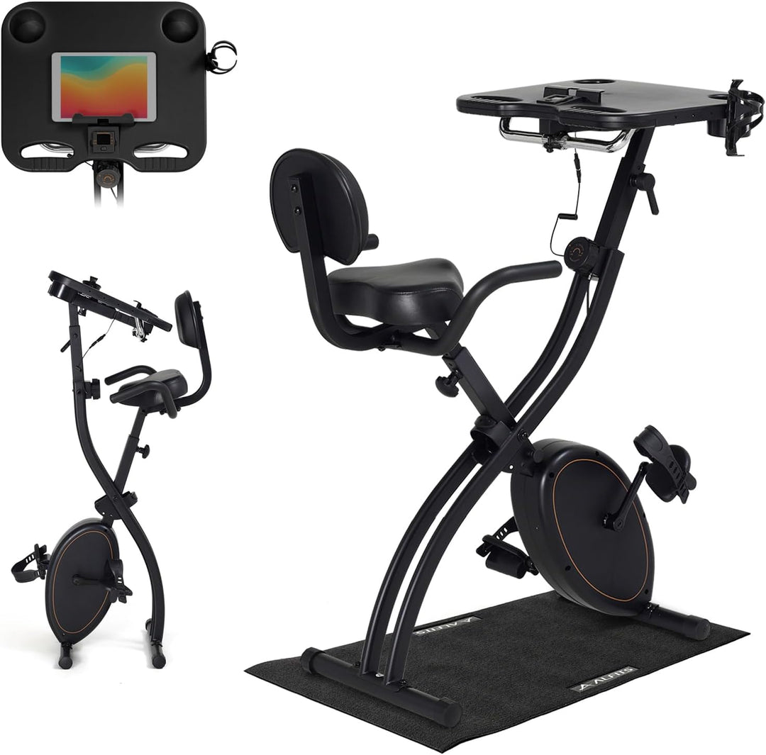 月額4,980円レンタルプラン：ALINCO フィットネスバイク 静音 背もたれシート付 大きなテーブル付 サドル調節可 AFBX4623AG