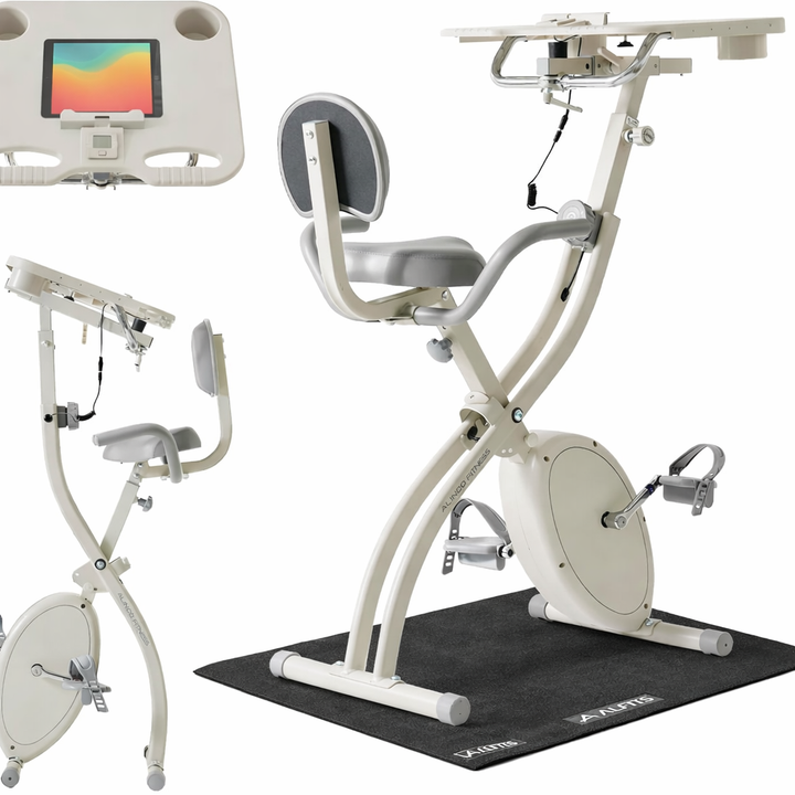 月額4,980円レンタルプラン：アルインコ フィットネスバイク 静音 背もたれシート付 大きなテーブル付 サドル調節可 AFBX4623