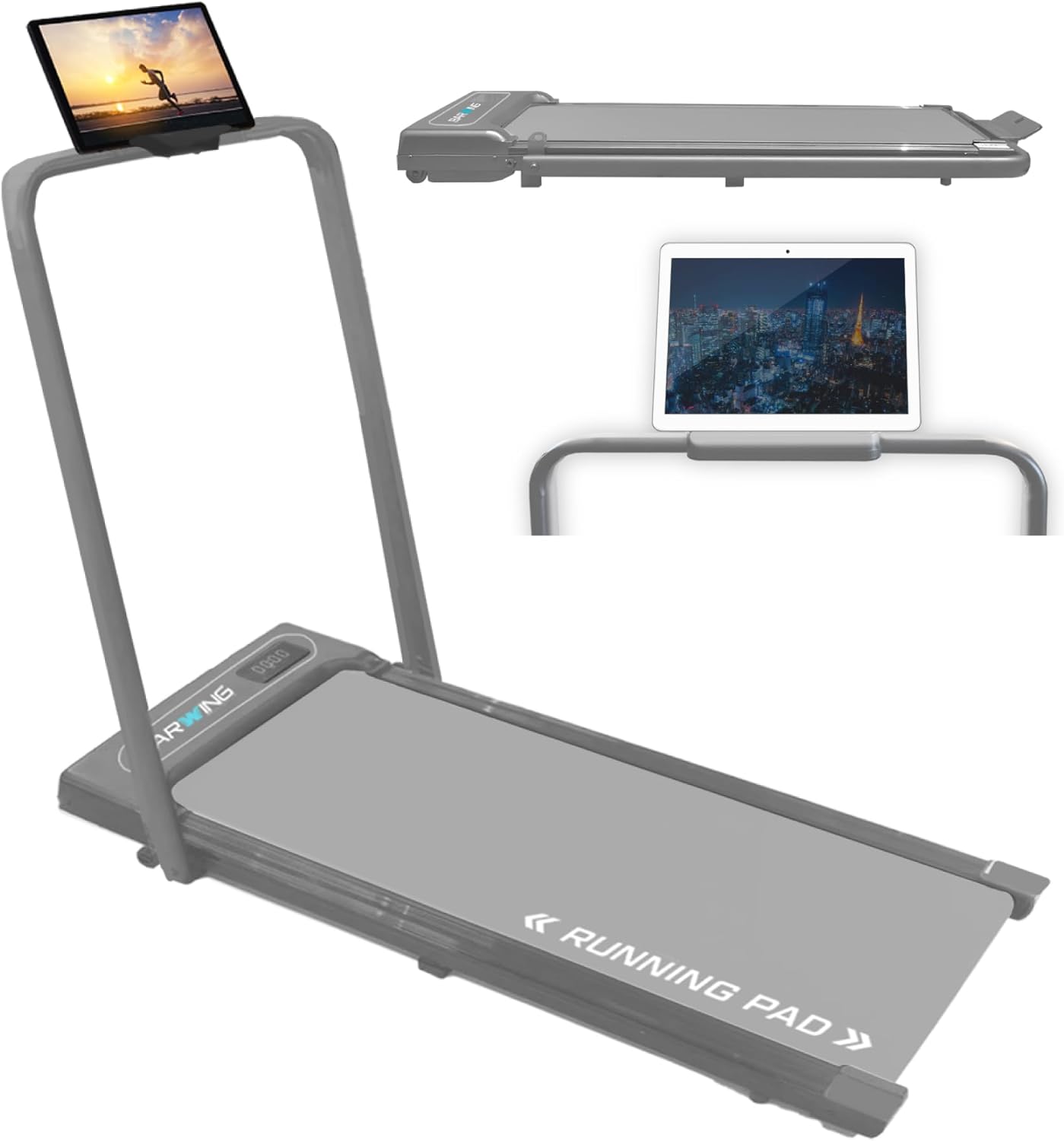 BARWING ルームランナー ハンドル付 BW-WKM02 + シリコンスプレー + ヨガマット 月額3,280円レンタルプラン：BARWING ルームランナー 最高時速12km/h
