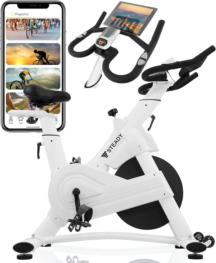 月額8,580円レンタルプラン：STEADY スピンバイクPro 超静音 エアロバイク 上級者 HIIT アプリ連携 ST142