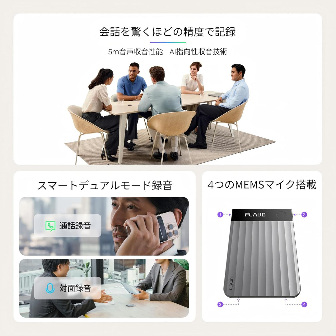 月額3,980円レンタルプラン：Plaud Note Pro AIボイスレコーダー