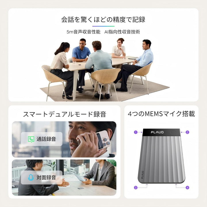 月額3,980円レンタルプラン：Plaud Note Pro AIボイスレコーダー