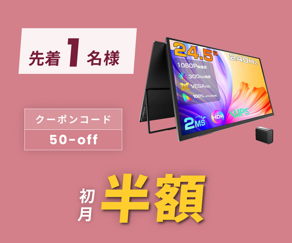 月額6,580円レンタルプラン：UPERFECT モバイルモニター 24.5インチ 245T03