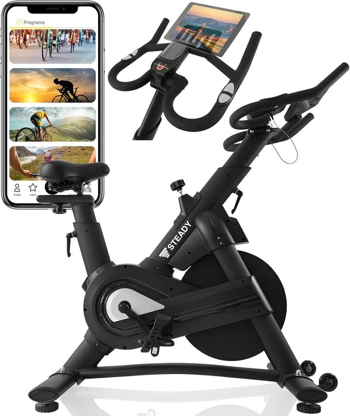 月額8,580円レンタルプラン：STEADY スピンバイクPro 超静音 エアロバイク 上級者 HIIT アプリ連携 ST142