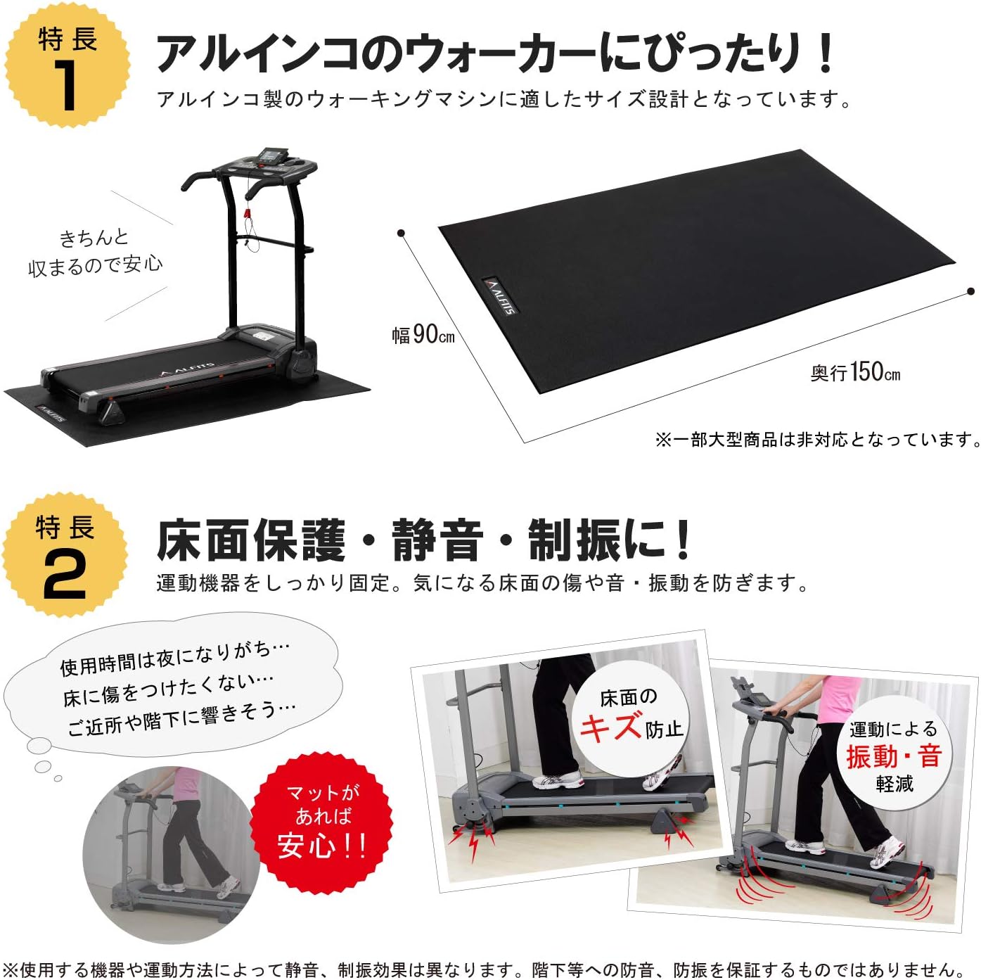 月額980円レンタルプラン：アルインコ エクササイズフロアマット 床面