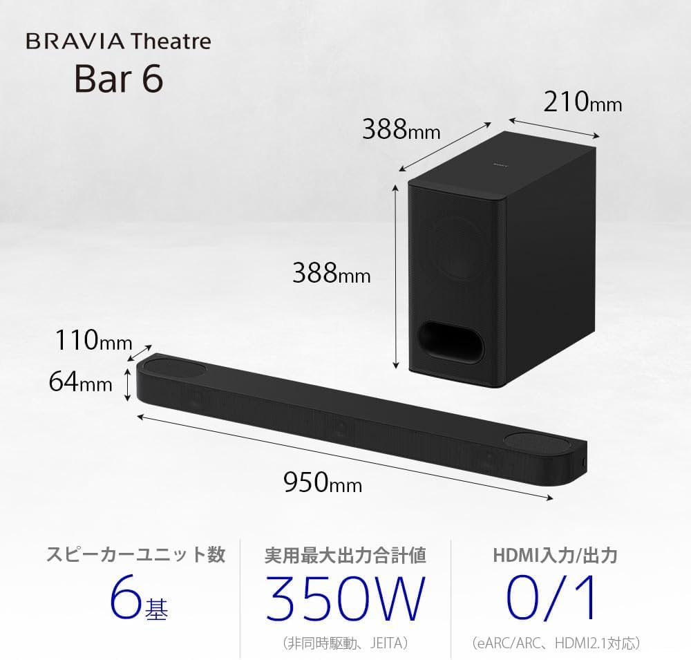月額6,580円レンタルプラン：SONY サウンドバー BRAVIA Theatre Bar 6 HT-B600 ブラック