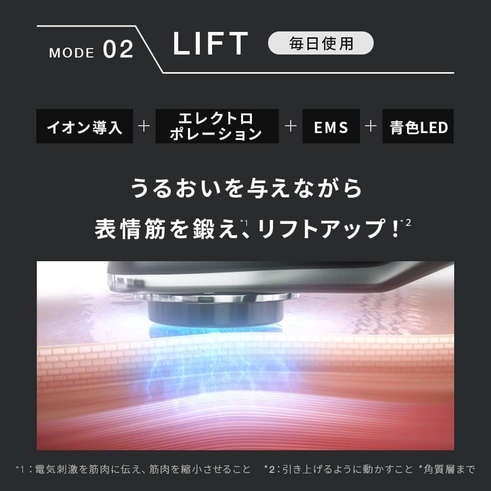 月額7,280円レンタルプラン：Brighte ELEKI LIFT 佐々木希が愛用 美顔器 フェイスケア サロン リフトアップ お肌ケア BRT-FL170 ブラック