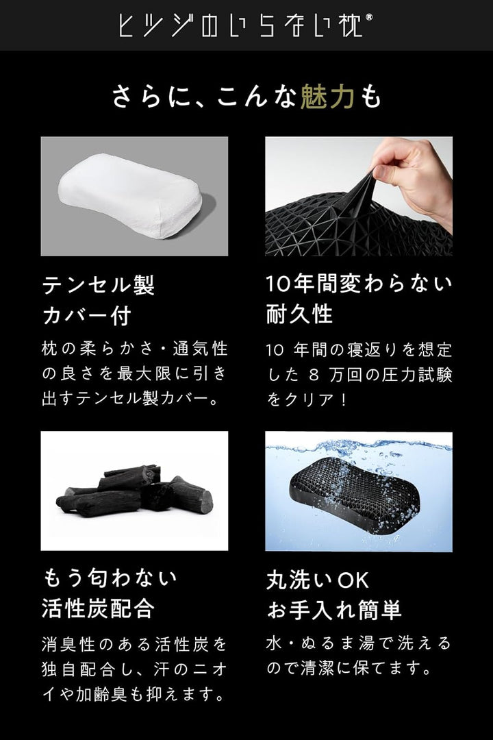 月額3,280円レンタルプラン：太陽 ヒツジのいらない枕 テンセル枕カバー付 極柔 HTG001 ブラック