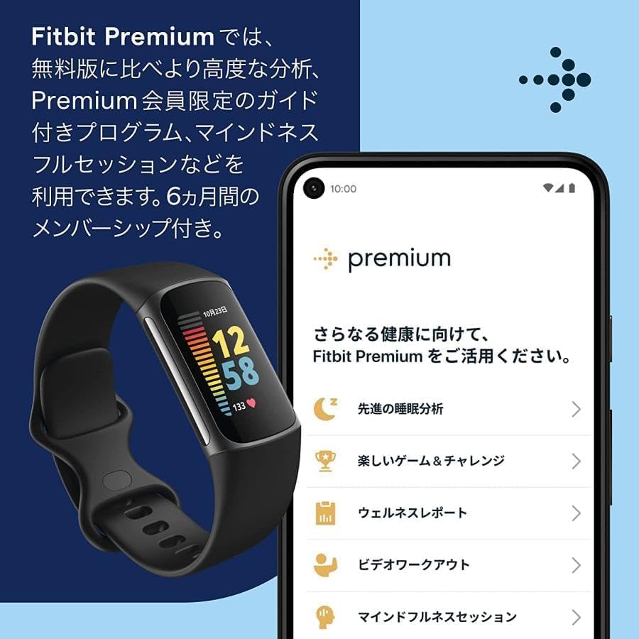 月額2,580円レンタルプラン： Fitbit Charge 5 フィットネストラッカー エナジースコア ストレスマネジメント GPS搭載 Suica対応 皮膚電気活動センサー FB421BKBK-FRCJK ブラック