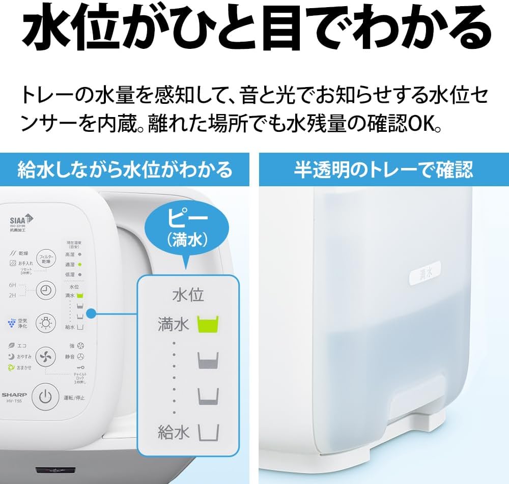 月額2,980円レンタルプラン：シャープ ハイブリッド式 プラズマクラスター加湿器 HV-T55