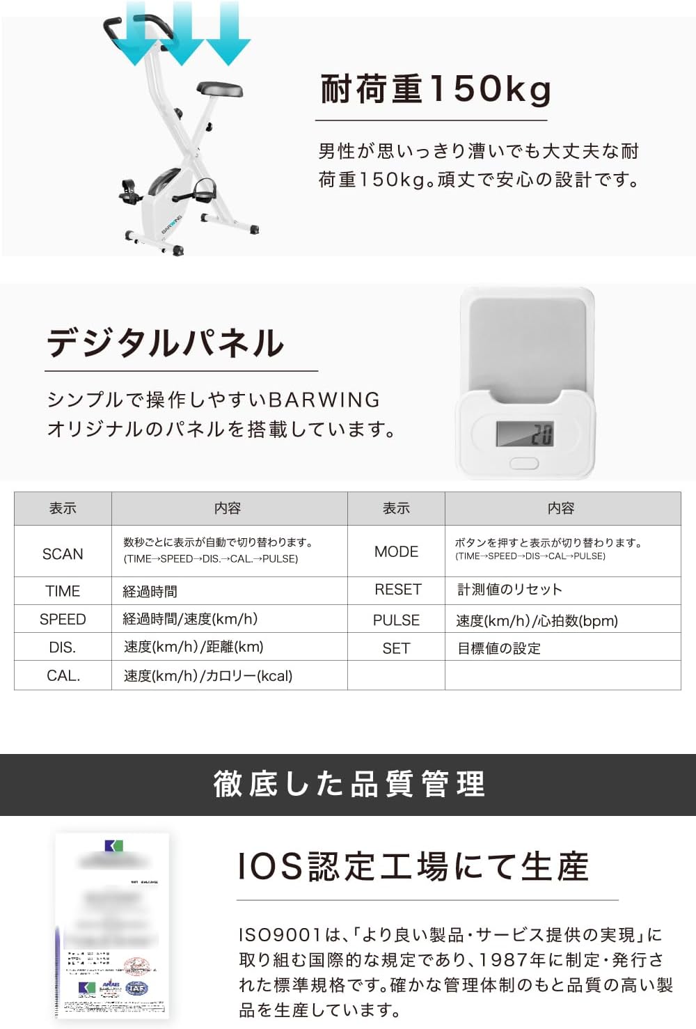 月額1,880円レンタルプラン：BARWING フィットネスバイク エアロバイク BW-FNBM01