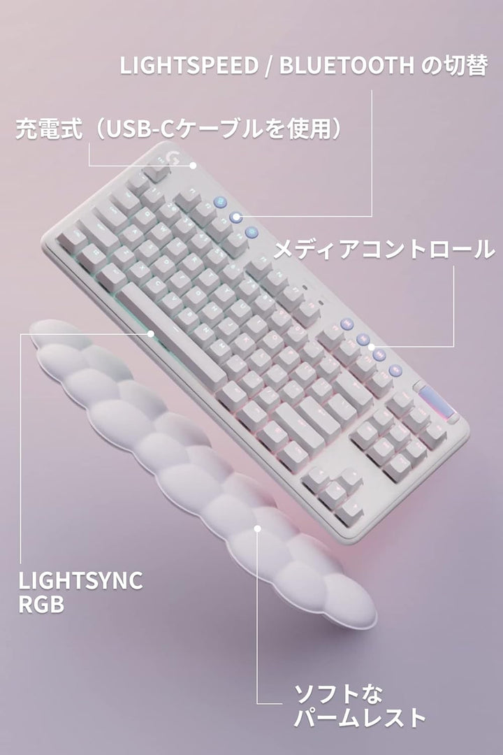 月額3,980円レンタルプラン：ロジクール Aurora Collection G715 ゲーミングキーボード リニア G715WL-LN ホワイト