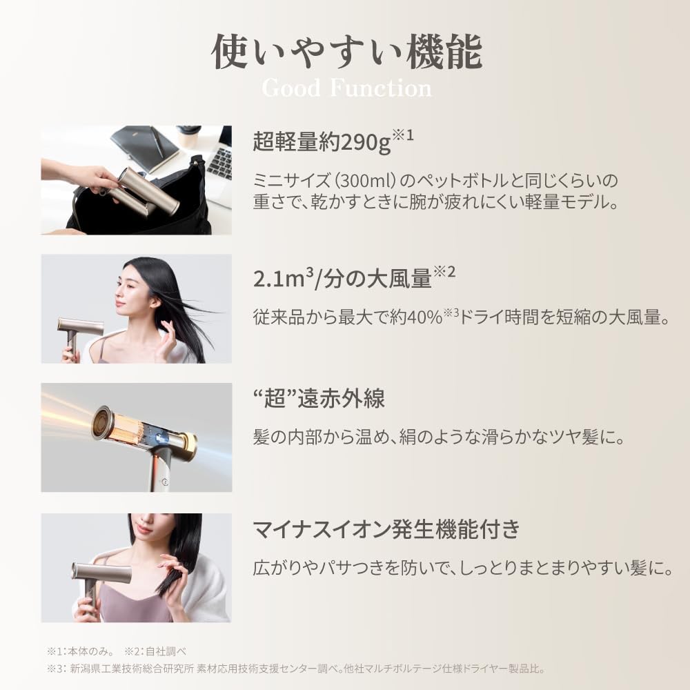 月額4,980円レンタルプラン：KINUJO Hair Dryer Voyage ドライヤー ヘアケア HW001 ゴールド