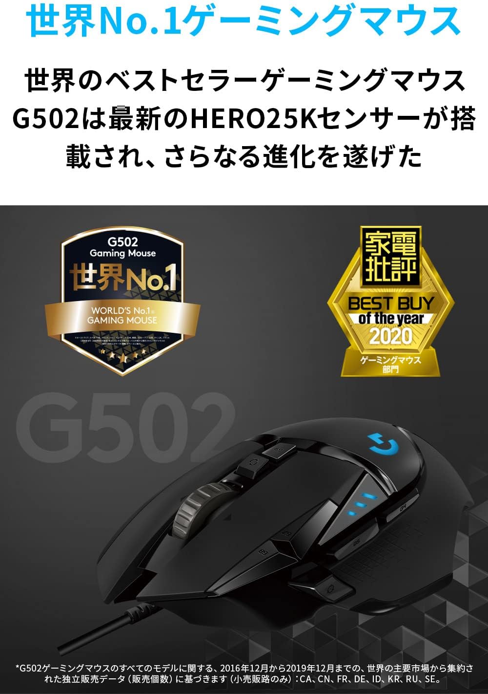 月額1,580円レンタルプラン：ロジクール G502 HERO ゲーミングマウス G502RGBhr