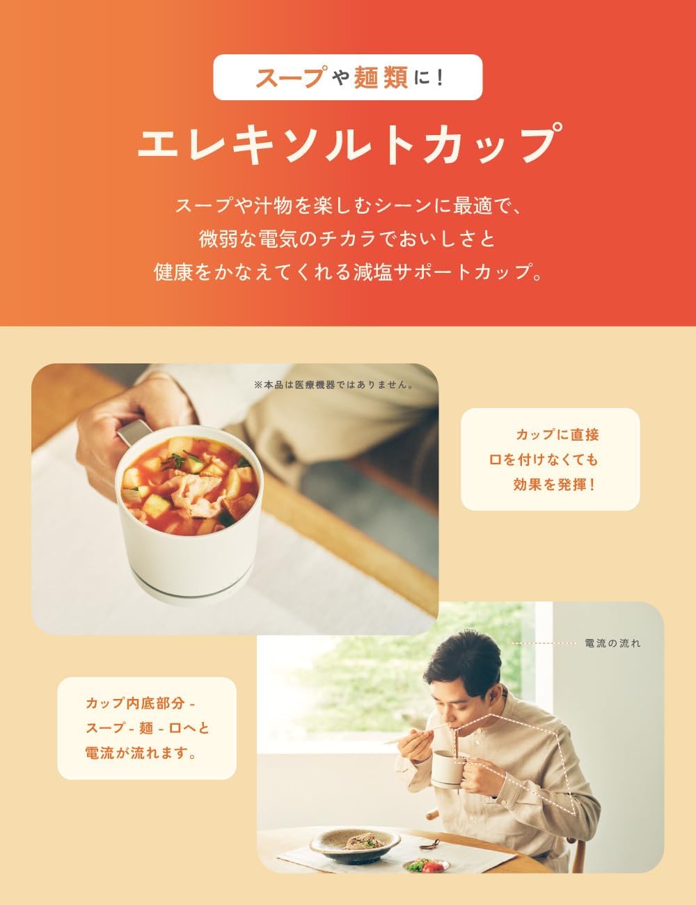月額3,880円レンタルプラン：キリン エレキソルト カップ 減塩サポート食器 ES-B001