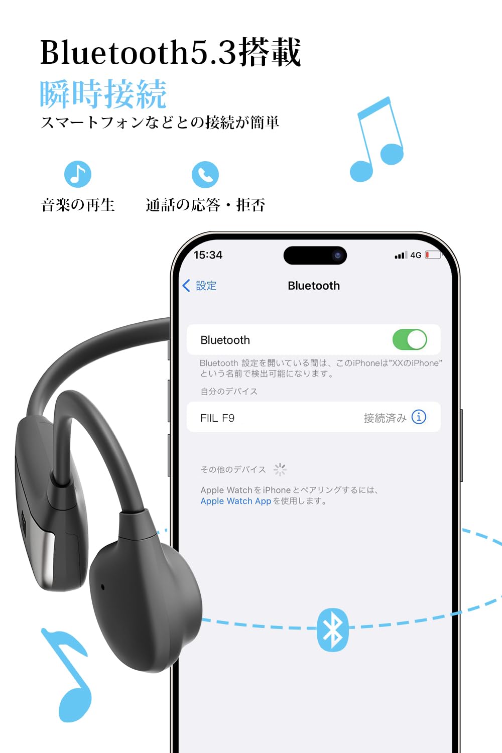 月額1,980円レンタルプラン：FIIL 骨伝導集音器 イヤホン FIIL-F9