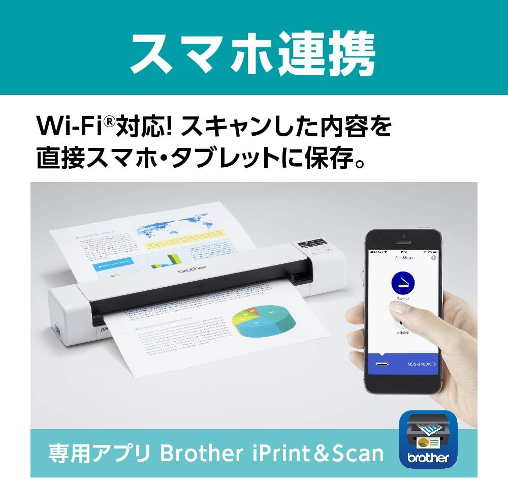 月額3,080円レンタルプラン：ブラザー ドキュメントスキャナー 高速両面スキャン コンパクト 省スペース化 microSDカードに直接保存 スマホ連携 MDS-940DW ホワイト
