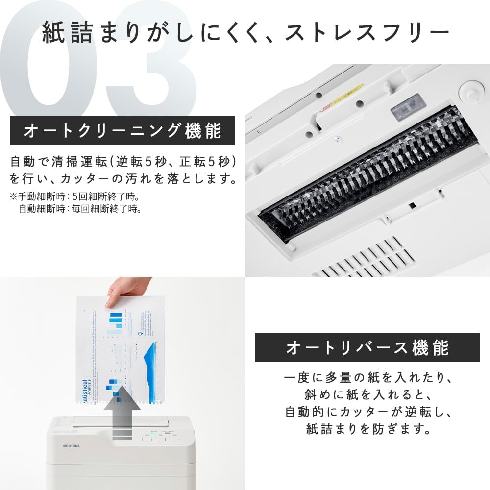 月額2,880円レンタルプラン：アイリスオーヤマ オートフィードシュレッダー 自動細断 待ち時間0 最大60枚対応 オートクリーニング機能 オートリバース機能 容量18.5L AFSB60C ホワイト