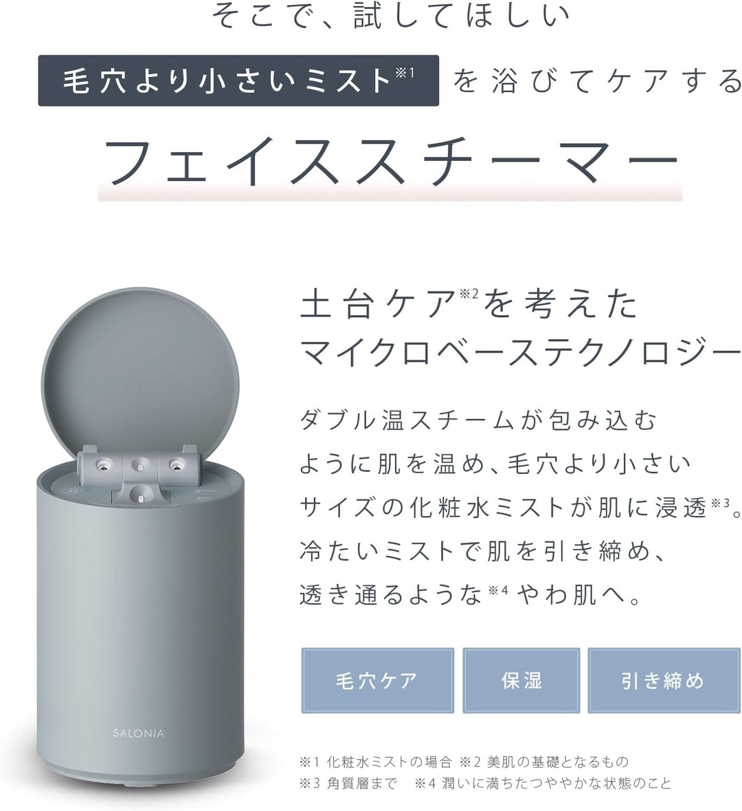 月額3,980円レンタルプラン：SALONIA ピュアブライト スチーマー 美顔器 SAL22207-BE ベージュ