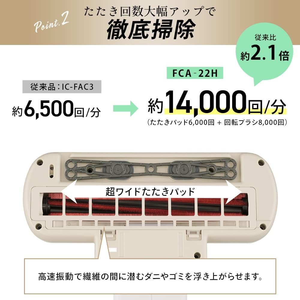 月額2,380円レンタルプラン：アイリスオーヤマ 布団クリーナーハイパワー  掃除機 お部屋掃除 クリーナー FCA-22H-C アイボリー