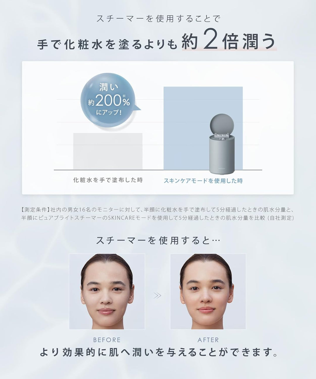 月額3,980円レンタルプラン：SALONIA ピュアブライト スチーマー 美顔器 SAL22207-BE ベージュ