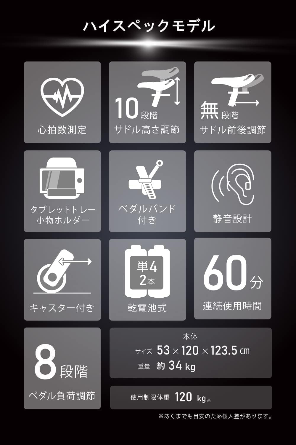月額8,800円レンタルプラン：ALINCO スピンバイク1721 ハイエンド ‎‎BK1721 ブラック