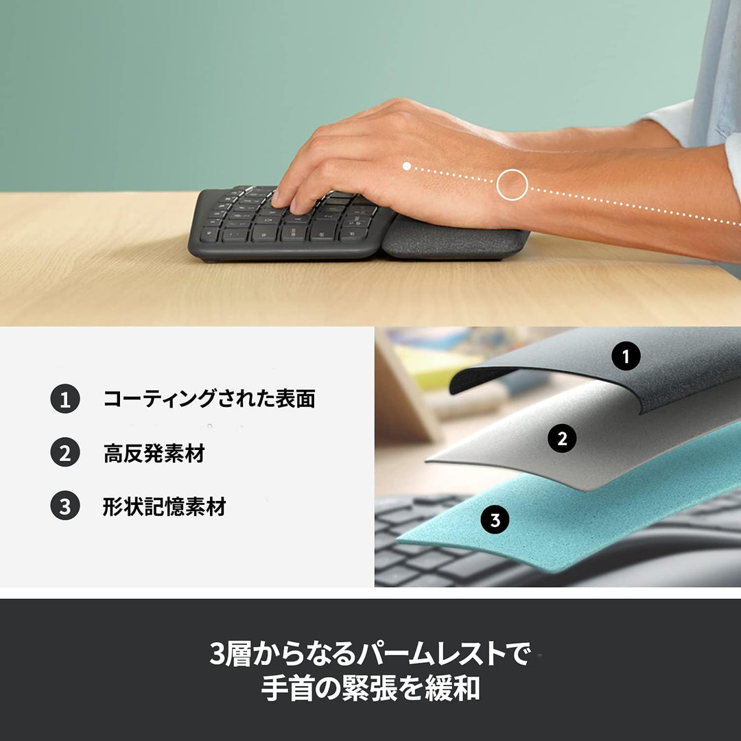 月額3,280円レンタルプラン：ロジクール ERGO スプリットエルゴノミックキーボード K860 グラファイト