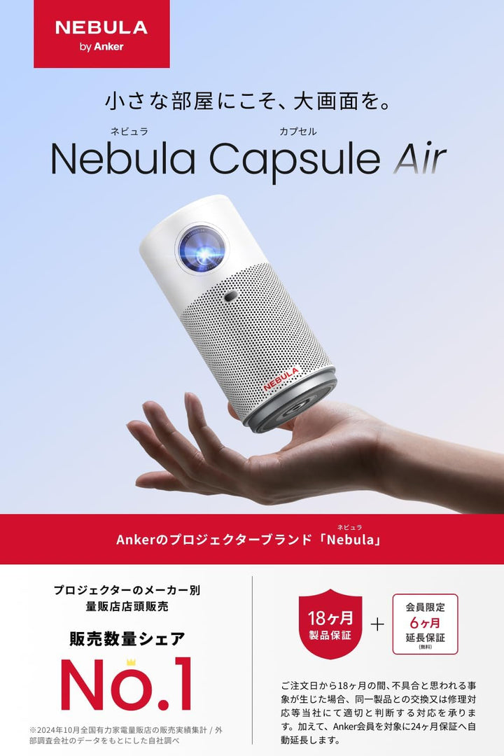 月額8,380円レンタルプラン：Anker Nebula Capsule Air D4112521 ホワイト
