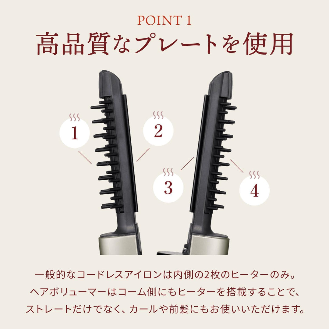 月額4,680円レンタルプラン：ヤーマン ヘアアイロン ヘアボリューマープロ ヘアブラシ コードレスヘアケア 電気ブラシ YJHB7N ゴールド