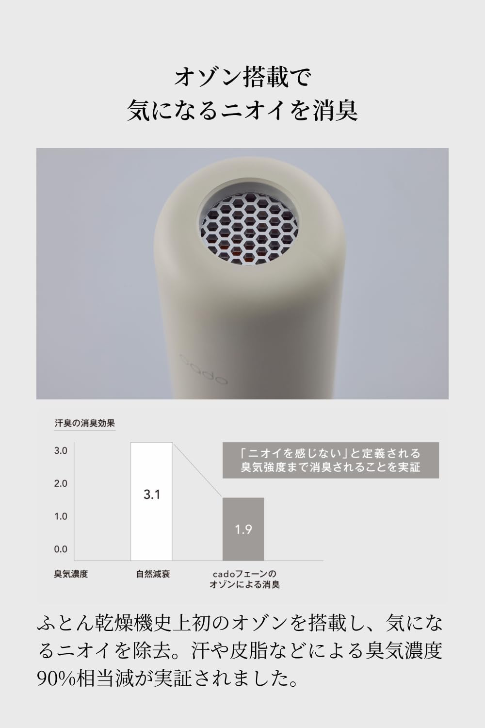 月額3,980円レンタルプラン：cado ふとん乾燥機 FOEHN 002 ウォームグレー