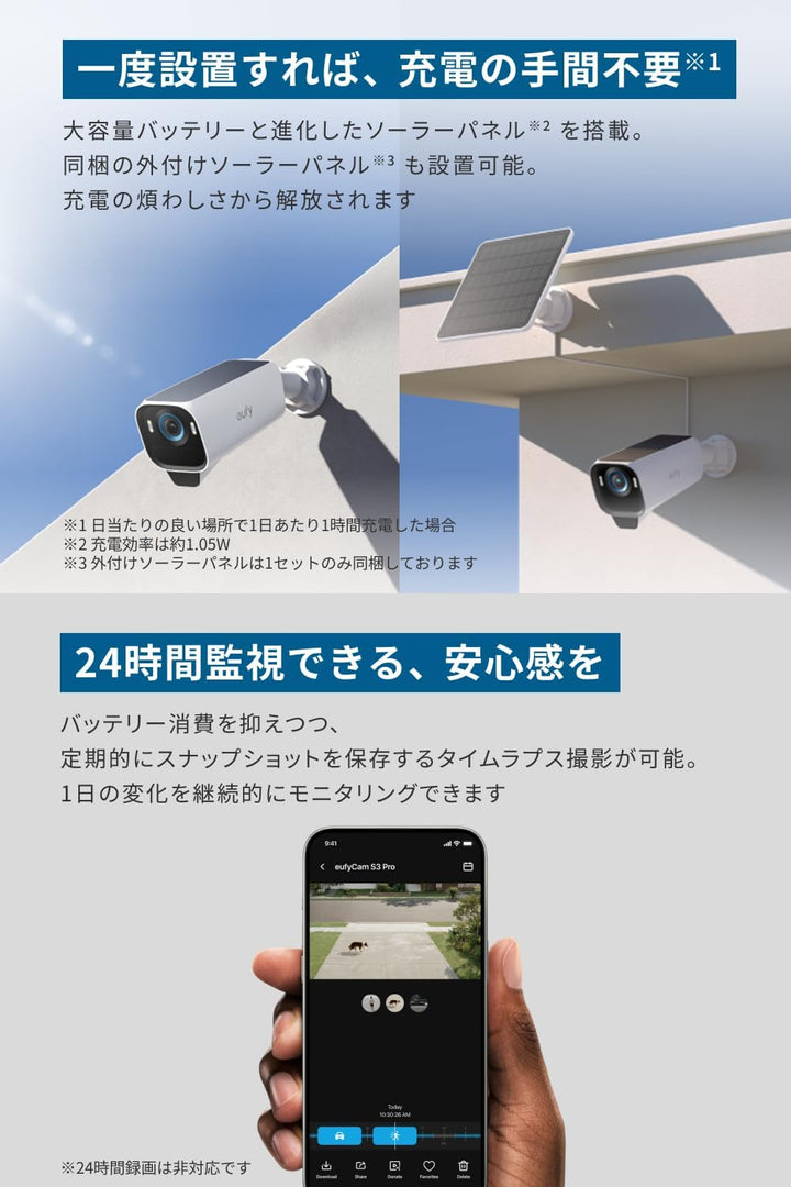 月額6,880~9,800円レンタルプラン：Eufy eufyCam S3 Pro 2-Cam Kit 防犯カメラ 屋外カメラ T88925W1
